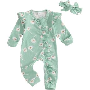 Newborn Baby Girl Clothes Long Sleeve Jumpsuit Romper Hospital Coming Home Outfit Preemie Girl Clothes