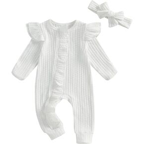 Newborn Baby Girl Clothes Long Sleeve Jumpsuit Romper Hospital Coming Home Outfit Preemie Girl Clothes in Kuwait