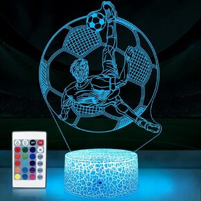 Soccer Night Light for Kids 3D Play Soccer Led Lamp with Remote Control 16 Color Changing Xmas Birthday Gift for Child
