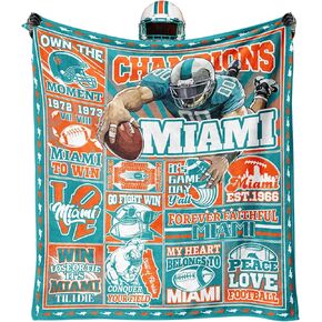 Miami Gifts for Men Women, Miami Football Fans Flannel Blanket, Miami Gifts Ideas for Men Women Boys Kids Throw Blanket 60"x50"