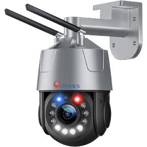 Ctronics 30X Optical Zoom 5MP Security Camera Outdoor WiFi 2.4/5GHZ, PTZ Camera Outdoor with Auto Scan/Track/Zoom, Human Detection, 492ft Night Vision, Sound Light Alarm, Two-Way Audio Metal/Cloud