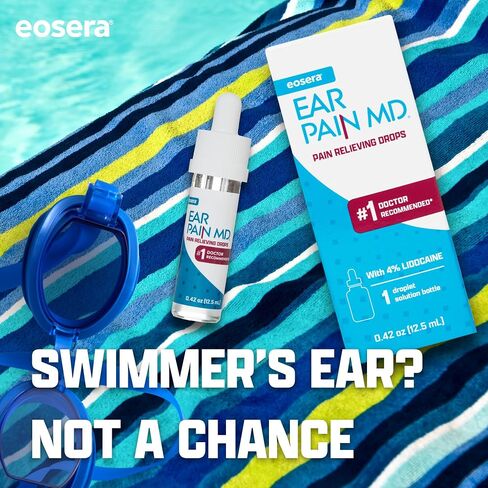 eosera® Ear Pain MD® - Pain Relieving Drops with 4% Lidocain 5mL | Drops for Ear Pain I Doctor Recommended | Fast-Acting | Temporary Pain Relief in Kuwait