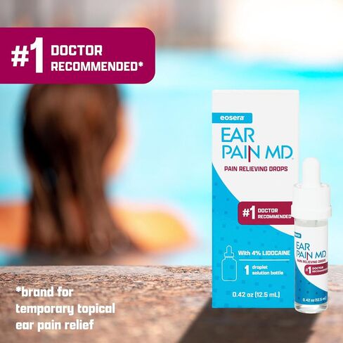 eosera® Ear Pain MD® - Pain Relieving Drops with 4% Lidocain 5mL | Drops for Ear Pain I Doctor Recommended | Fast-Acting | Temporary Pain Relief in Kuwait
