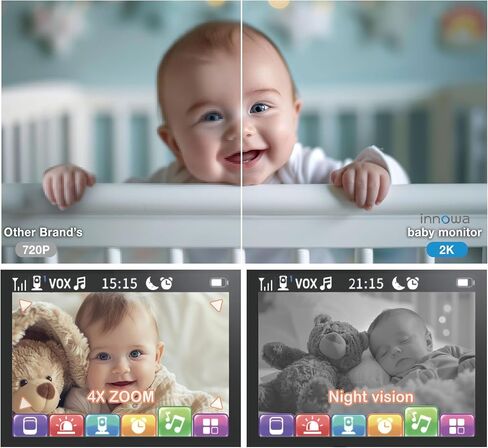 | Baby Monitor Camera and Night Vision with 2K QHD Camera - Sound Alert, Motion Detection, 2-Way Talk, VOX, Easy Set-up Plug & Play, and 4X Zoom (US AC Adapter, English-Japanese User Manual) in Saudi Arabia