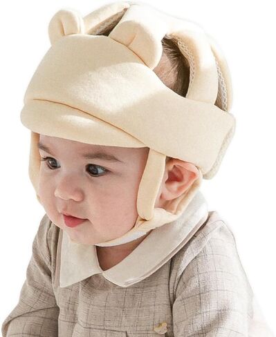 Organic Baby Head Protector- Baby Helmet GOTS Certified Cotton, Bunny, Adjustable & Ultra-Lightweight Head Protector for Crawling & Walking Infants, Toddlers, Baby Girl Pink in Saudi Arabia