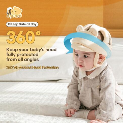 Organic Baby Head Protector- Baby Helmet GOTS Certified Cotton, Bunny, Adjustable & Ultra-Lightweight Head Protector for Crawling & Walking Infants, Toddlers, Baby Girl Pink in Saudi Arabia