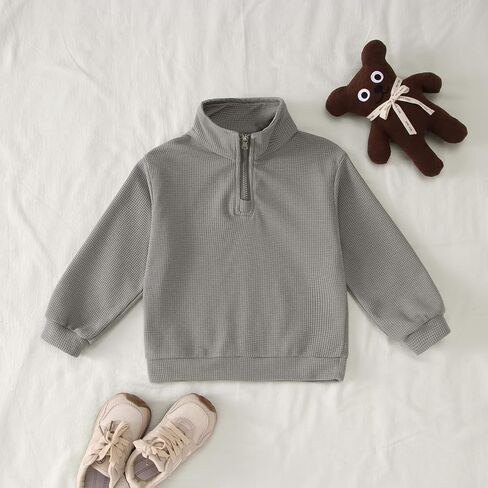 Toddler Baby Boy Clothes Outfits Waffle Knit Long Sleeve Solid Sweatshirt Tops+Pants Set 2pcs Fall Winter Sweatsuit in Kuwait