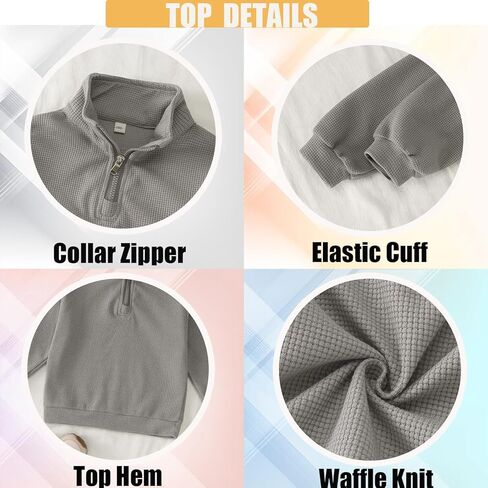 Toddler Baby Boy Clothes Outfits Waffle Knit Long Sleeve Solid Sweatshirt Tops+Pants Set 2pcs Fall Winter Sweatsuit in Kuwait