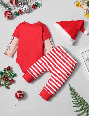 KANGKANG Baby Boy Christmas Outfit 3Pcs, Funny Christmas Romper + Pants + Hat in Saudi Arabia
