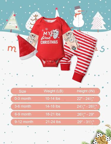 KANGKANG Baby Boy Christmas Outfit 3Pcs, Funny Christmas Romper + Pants + Hat in Saudi Arabia