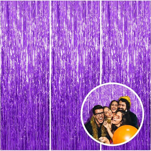 3 Pack Silver Foil Fringe Backdrop Curtains Party Streamers Metallic Tinsel Birthday Backdrop Christmas Bachelorette New Year Engagement Graduation Disco Party Decorations Glitter Backdrop in Kuwait