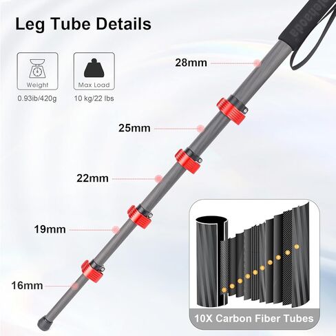 Koolehaoda Monopod for Camera Carbon Fiber Photography Monopod Unipod Stick 65" Lightweight & Compact Travel Monopod for DSLR Canon Nikon Sony Video Camcorder, Easy to Carry (MP-285EC) in Saudi Arabia