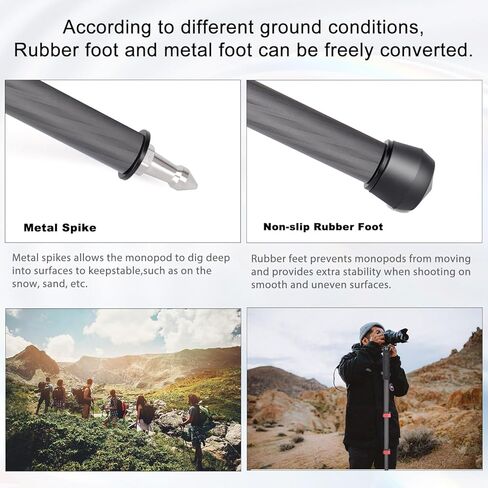 Koolehaoda Monopod for Camera Carbon Fiber Photography Monopod Unipod Stick 65" Lightweight & Compact Travel Monopod for DSLR Canon Nikon Sony Video Camcorder, Easy to Carry (MP-285EC) in Saudi Arabia