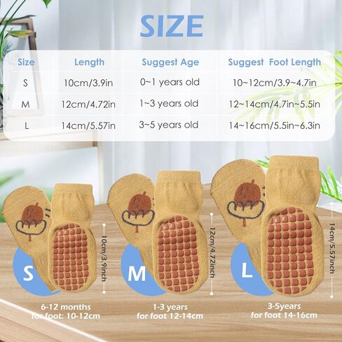 4 Pairs Non Slip Socks for Toddler Breathable Cotton Socks for Baby Boys Girls Anti Skid Cute Sock Grip Socks for Kid, 3-5 Years in Saudi Arabia