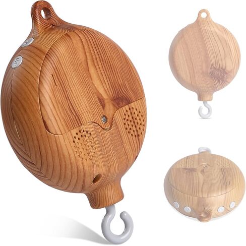 Crib Mobile Musical Box, HI BABY MONMENT Baby Rotary Mobile Crib,Imitation Wood Mobile Spinner for Crib 35 Lullabies Battery Operated with Rotating Hook Crib Mobile Motor,Volume Adjustable in Saudi Arabia