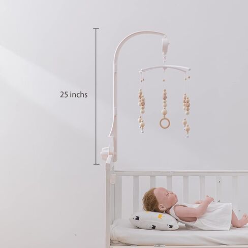 Crib Mobile Musical Box, HI BABY MONMENT Baby Rotary Mobile Crib,Imitation Wood Mobile Spinner for Crib 35 Lullabies Battery Operated with Rotating Hook Crib Mobile Motor,Volume Adjustable in Saudi Arabia