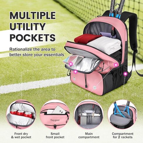 حقيبة تنس تايجير، حقائب ظهر للتنس للنساء والرجال، مضربين مع حجرة أحذية جيدة التهوية، حقيبة ظهر للتنس لمضارب التنس، مجداف كرة البيسبول، وغيرها من ملحقات التنس in Kuwait
