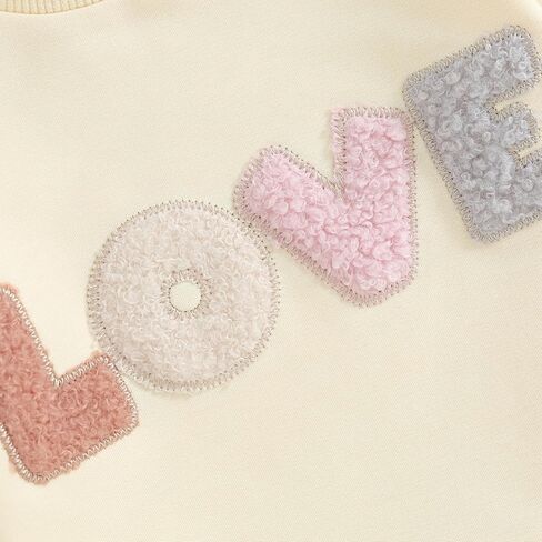 Toddler Baby Girl Fall Winter Outfit Letter Embroidery Long Sleeve Sweatshirt And Pants 2 Piece Sweatsuit Clothes in Saudi Arabia