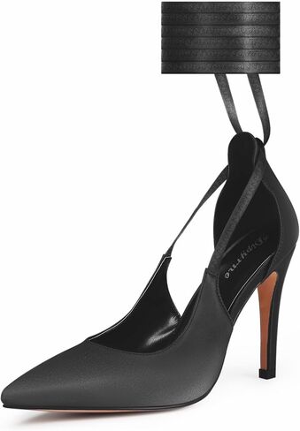 Women's High Heels Closed Pointed Toe Sexy Chain Ankle Strap Wedding Evening Dress Pumps Shoes US 6.5, Suede Black in Saudi Arabia