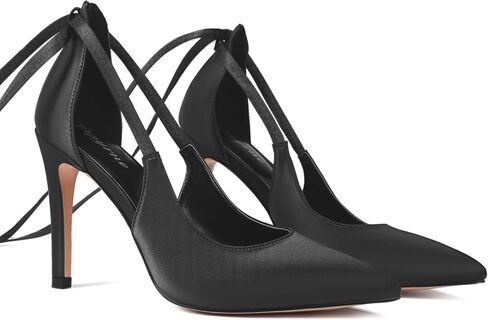 Women's High Heels Closed Pointed Toe Sexy Chain Ankle Strap Wedding Evening Dress Pumps Shoes US 6.5, Suede Black in Saudi Arabia