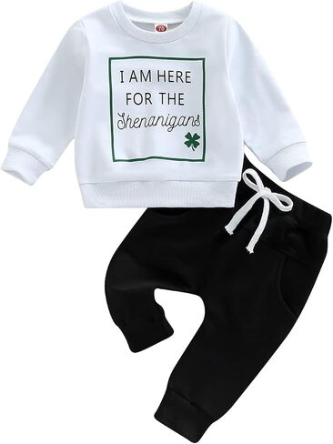 Toddler Baby Boy Clothes Pull On Sweatshirt Elastic Waist Pants 2Pcs Spring Winter Outfits in Kuwait
