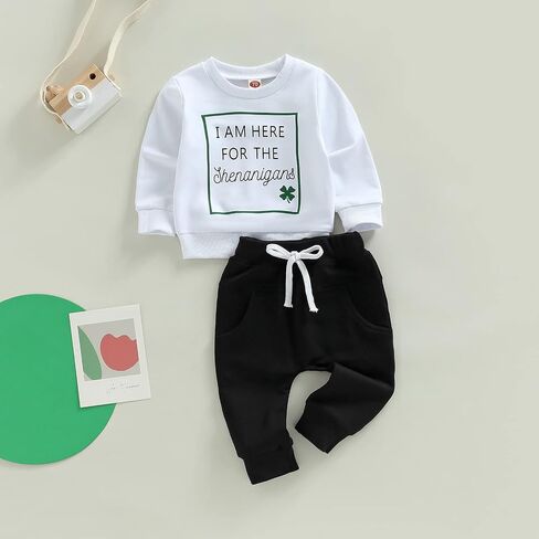 Toddler Baby Boy Clothes Pull On Sweatshirt Elastic Waist Pants 2Pcs Spring Winter Outfits in Kuwait