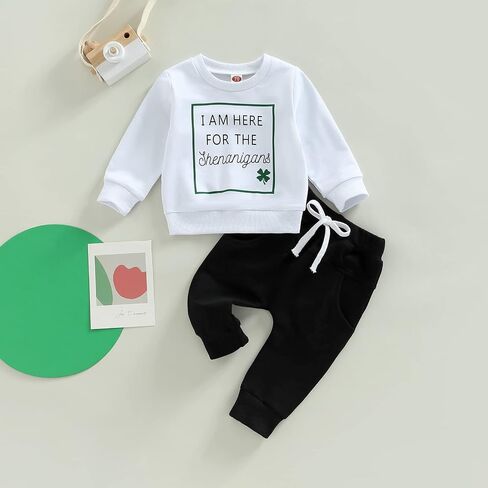 Toddler Baby Boy Clothes Pull On Sweatshirt Elastic Waist Pants 2Pcs Spring Winter Outfits in Kuwait