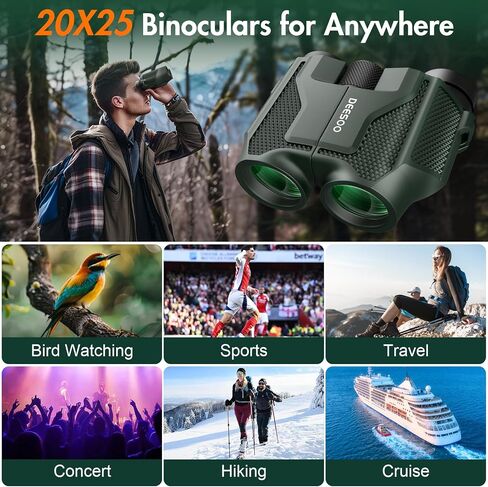 Compact Binoculars for Adults High Powered - Deesoo 20x25 Mini Small Binocular for Kids - Low Light Vision Binoculars for Bird Watching Travel Concert Hunting Hiking in Saudi Arabia