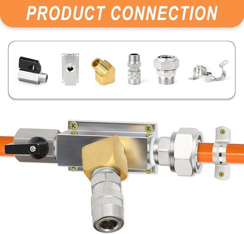منفذ منفذ GASHER 1/2 بوصة NPT، لنظام أنابيب الهواء المضغوط 3/4 بوصة، وكتل الألومنيوم، 3/4 بوصة 0D-1/2 بوصة MNPT وصمام كروي 1/2 بوصة in Kuwait