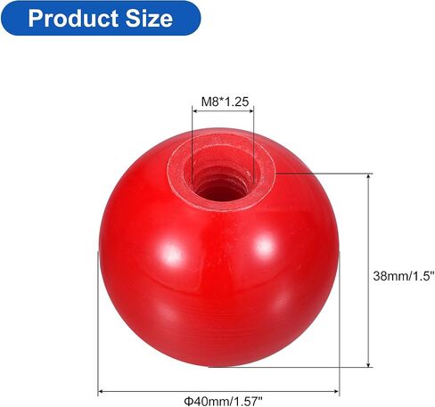 uxcell 3Pcs Threaded Ball Knobs, M8 Female Thread Phenolic Thermoset Ball Knob 30mm Dia Round Operation Ball Handles for Machine Lever Handle, Red in Saudi Arabia