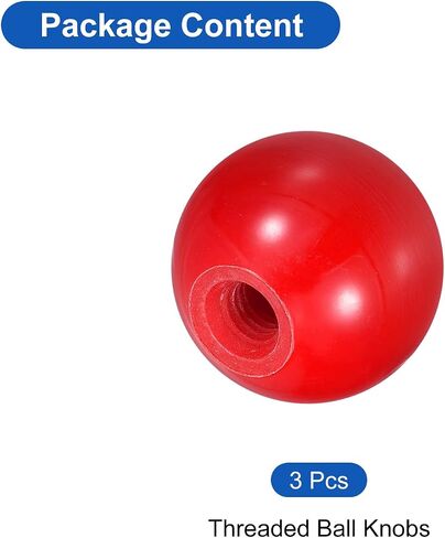 uxcell 3Pcs Threaded Ball Knobs, M8 Female Thread Phenolic Thermoset Ball Knob 30mm Dia Round Operation Ball Handles for Machine Lever Handle, Red in Saudi Arabia