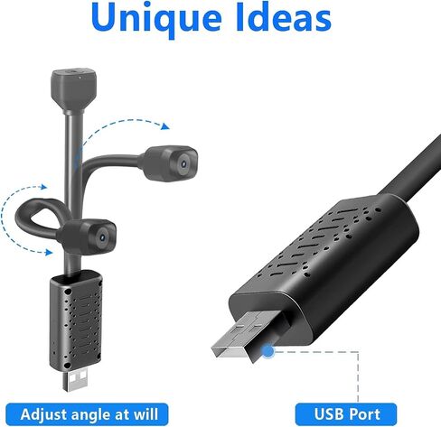 أصغر كاميرا USB واي فاي، كاميرا تجسس USB، مراقبة أمنية لمراقبة الأطفال HD1080P مع تطبيق البث المباشر، كشف الحركة، الرؤية الليلية، تخزين سحابي للمنزل/المكتب/الداخلي دعم تطبيق iOS/Android in Saudi Arabia