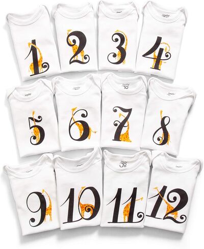 JumpOff Jo - Seize The Moment Baby Onesies، مجموعة من 1 إلى 12 قطعة واحدة مع أرقام، أساسيات حديثي الولادة in Kuwait
