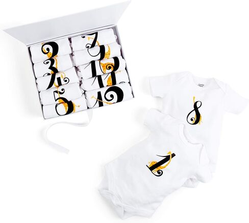 JumpOff Jo - Seize The Moment Baby Onesies، مجموعة من 1 إلى 12 قطعة واحدة مع أرقام، أساسيات حديثي الولادة in Kuwait