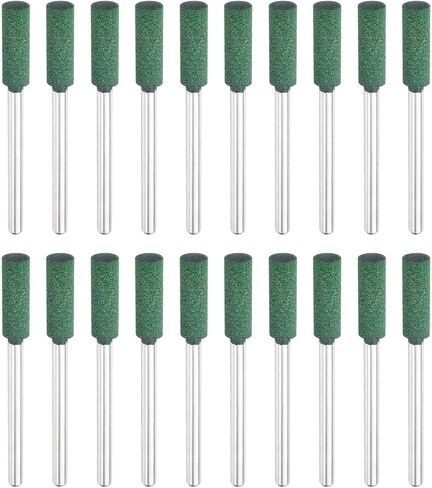 HARFINGTON 10pcs Rubber Polishing Bits, Rotary Buffing Bits with 8mm (5/16-inch) Mounted Cylindrical Head, 3mm (1/8-inch) Shank, for Metal, Jewelry, Stone, Rock Grinding, Green in Saudi Arabia