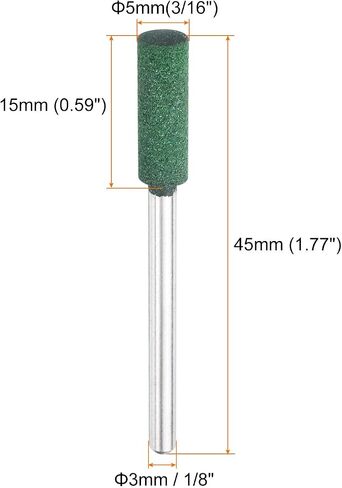 HARFINGTON 10pcs Rubber Polishing Bits, Rotary Buffing Bits with 8mm (5/16-inch) Mounted Cylindrical Head, 3mm (1/8-inch) Shank, for Metal, Jewelry, Stone, Rock Grinding, Green in Saudi Arabia