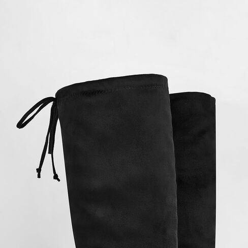 Women's Thigh High Block Stiletto Heel Over The Knee Boots, Faux Suede Elasticity, Long Black Boots, Round Toe&Pointed Toe, Side Zip Sexy Boots for Winter Fall in Kuwait