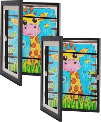 إطار فني للأطفال باللون الأسود من AWNR: مجموعة من 4 إطارات عمل فنية قابلة للتغيير بفتحة أمامية مقاس 8.5 × 11 مع بساط للمشروعات الفنية للأطفال ورسومات العمل المدرسي وإطارات صور معلقة على الحائط للمكتب المنزلي in Kuwait