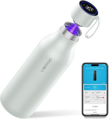 vsitoo Self-Cleaning Smart Water Bottle, Vacuum Stainless Steel Insulated Water Bottle with Handle Double-wall, Keep Drink Hot or Cold, Leak Proof, Standard Metal Canteen for Gym and Outdoor, 15 oz in Saudi Arabia