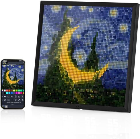 شاشة عرض فنية Divoom Pixoo64 Pixel - مصفوفة LED مقاس 64 × 64 مع فن مخصص وإشعارات ذكية والطقس في الوقت الفعلي، أسود غير لامع in Kuwait