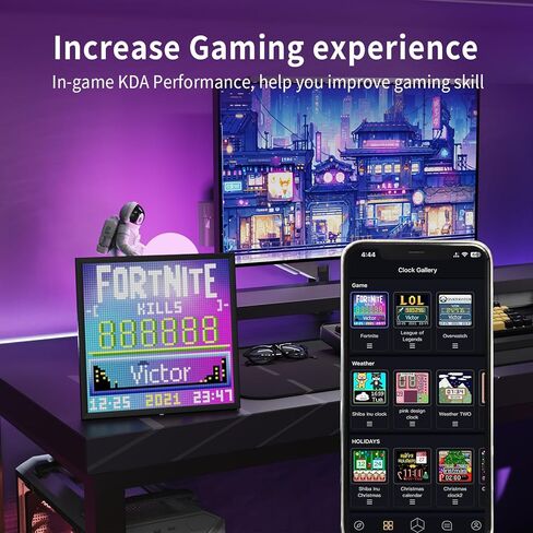 شاشة عرض فنية Divoom Pixoo64 Pixel - مصفوفة LED مقاس 64 × 64 مع فن مخصص وإشعارات ذكية والطقس في الوقت الفعلي، أسود غير لامع in Kuwait