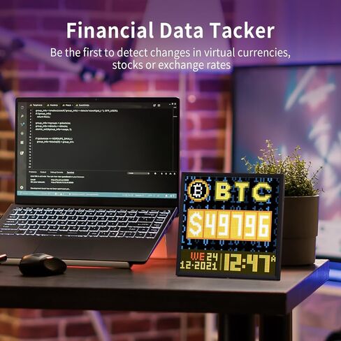 شاشة عرض فنية Divoom Pixoo64 Pixel - مصفوفة LED مقاس 64 × 64 مع فن مخصص وإشعارات ذكية والطقس في الوقت الفعلي، أسود غير لامع in Kuwait