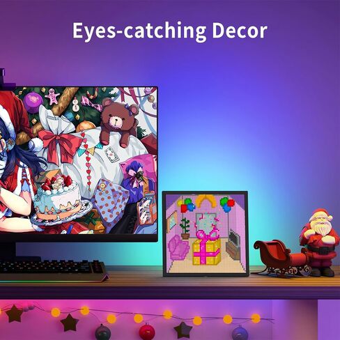 شاشة عرض فنية Divoom Pixoo64 Pixel - مصفوفة LED مقاس 64 × 64 مع فن مخصص وإشعارات ذكية والطقس في الوقت الفعلي، أسود غير لامع in Kuwait