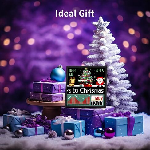 شاشة عرض فنية Divoom Pixoo64 Pixel - مصفوفة LED مقاس 64 × 64 مع فن مخصص وإشعارات ذكية والطقس في الوقت الفعلي، أسود غير لامع in Kuwait