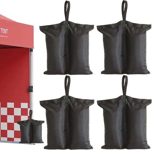 Canopy Weights Bags - Set of 4 Sandbags for Securing Tents, Gazebos & Backdrops - Easy to Use, Outdoor Pop Tent Leg Weight for Patio, Pergola, Trampoline - Sandless, Black in Saudi Arabia