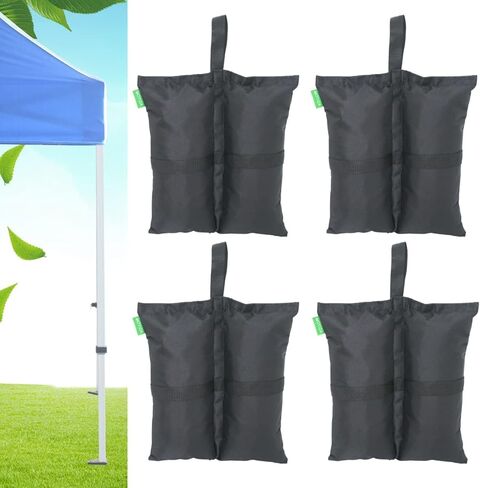 Canopy Weights Bags - Set of 4 Sandbags for Securing Tents, Gazebos & Backdrops - Easy to Use, Outdoor Pop Tent Leg Weight for Patio, Pergola, Trampoline - Sandless, Black in Saudi Arabia