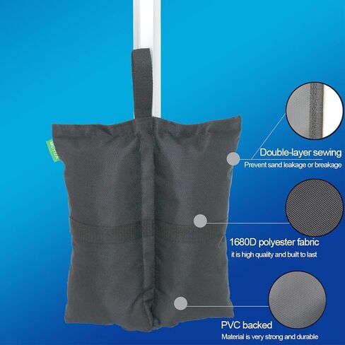 Canopy Weights Bags - Set of 4 Sandbags for Securing Tents, Gazebos & Backdrops - Easy to Use, Outdoor Pop Tent Leg Weight for Patio, Pergola, Trampoline - Sandless, Black in Saudi Arabia