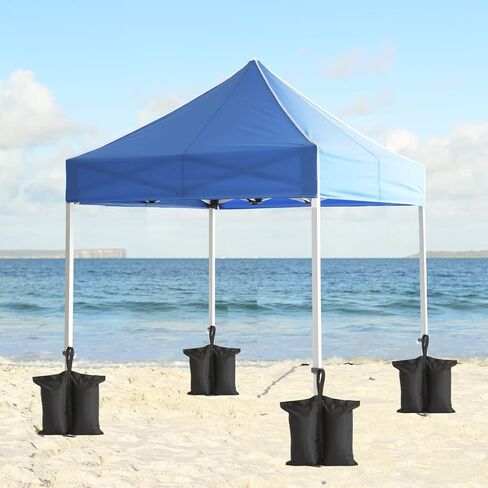 Canopy Weights Bags - Set of 4 Sandbags for Securing Tents, Gazebos & Backdrops - Easy to Use, Outdoor Pop Tent Leg Weight for Patio, Pergola, Trampoline - Sandless, Black in Saudi Arabia