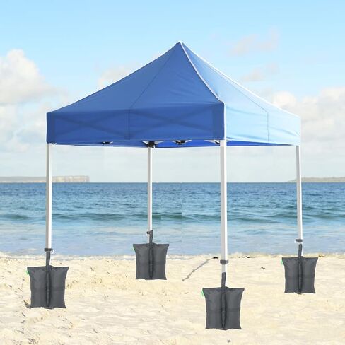 Canopy Weights Bags - Set of 4 Sandbags for Securing Tents, Gazebos & Backdrops - Easy to Use, Outdoor Pop Tent Leg Weight for Patio, Pergola, Trampoline - Sandless, Black in Saudi Arabia
