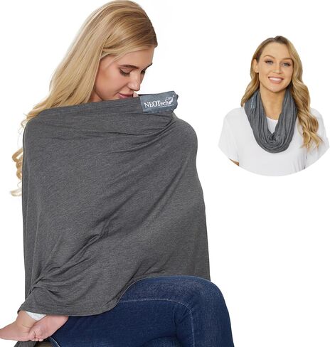 NeoTech Care Baby Nursing Cover Breastfeeding Scarf | Soft Fabric (Gray) in Saudi Arabia